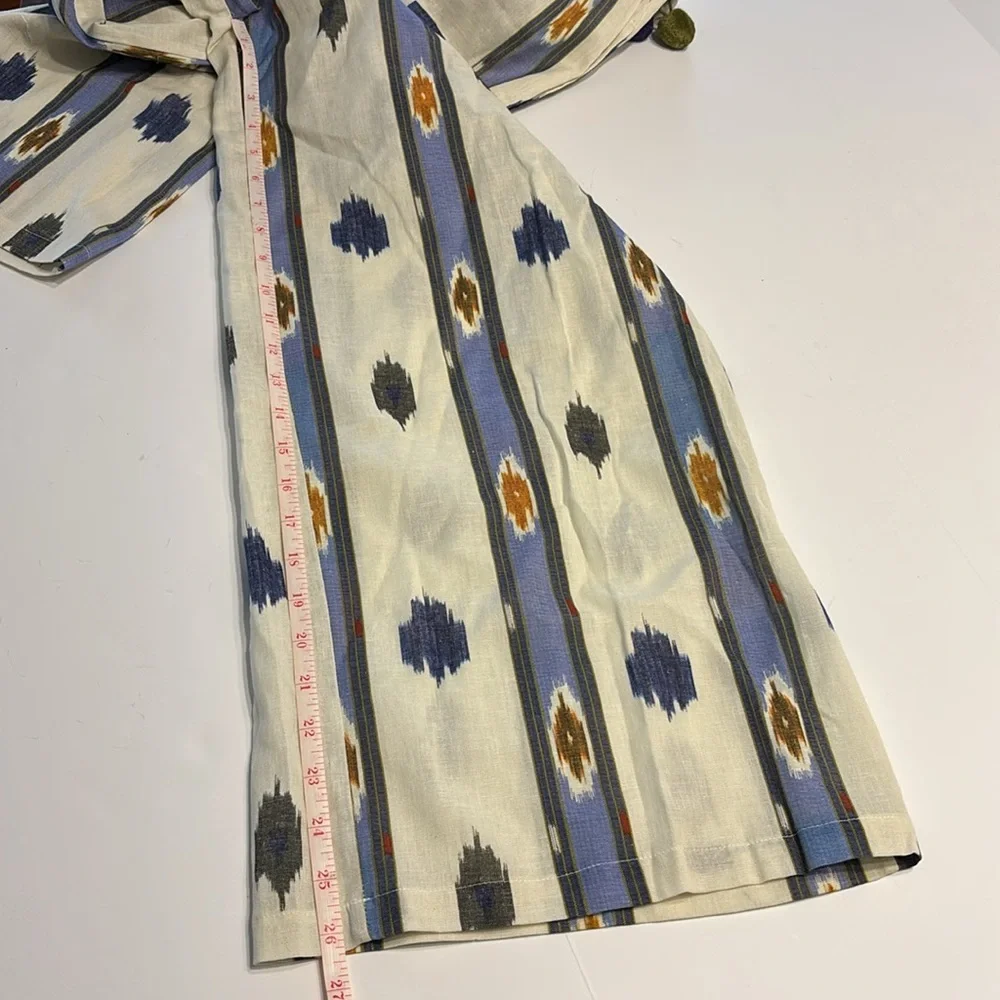 NOT 4 SALE Ollari Anthropologie Ikat Print Wide Leg Pom Pom Embellishment Pants - Picture 8 of 16